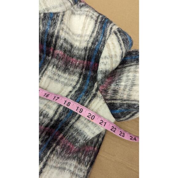 KENNETH COLE Tartan Plaid Wool Blend Snap Button Longline‎ Small Coat - Picture 7 of 8